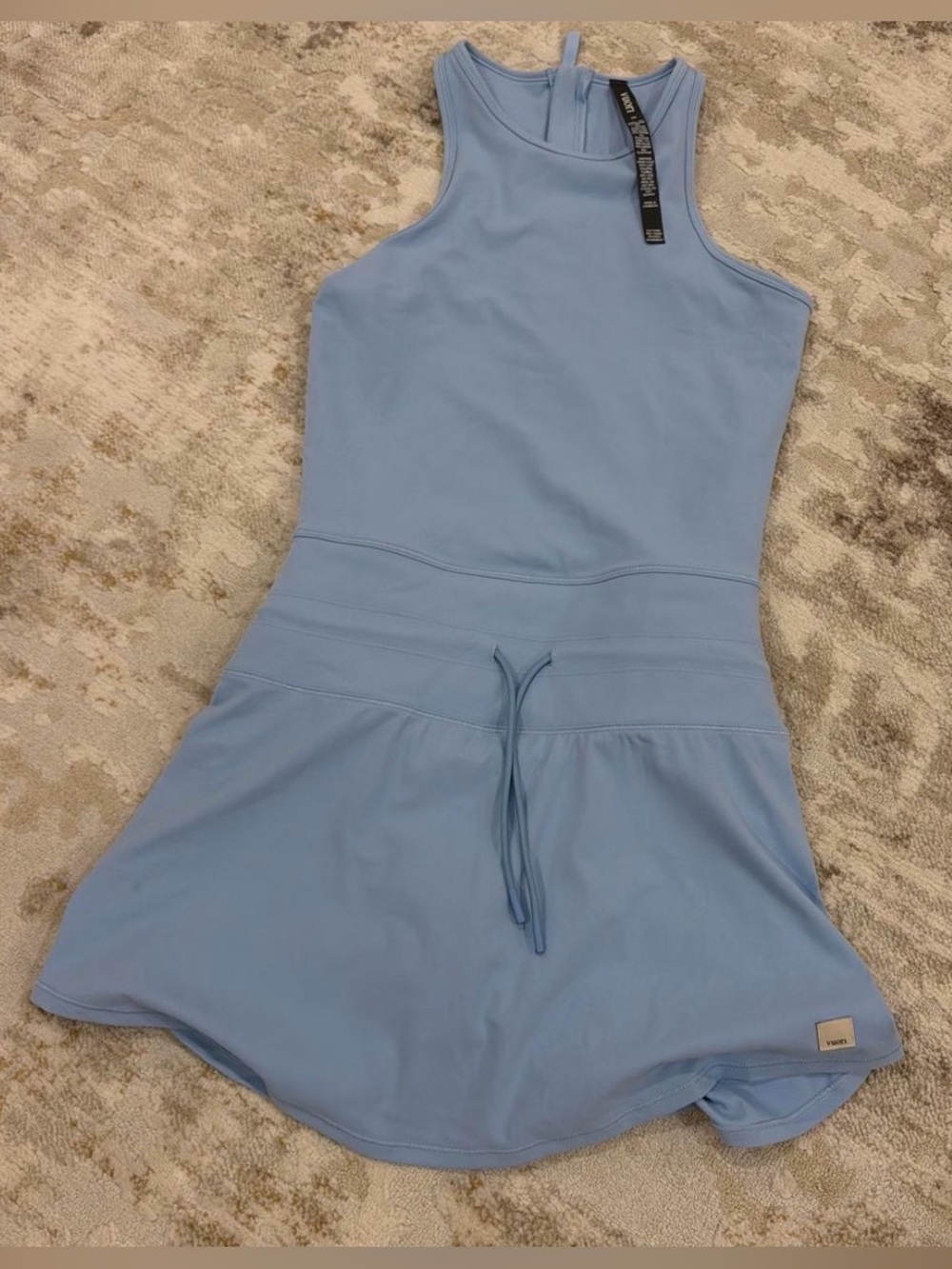 Vuori Daily Tennis Athletic Drawstring Tank Dress Surf Blue - Picture 3 of 7